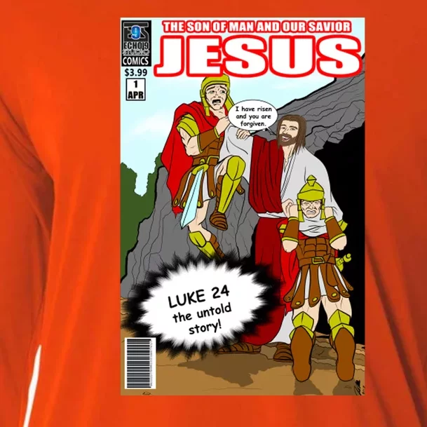 Jesus Christian Comic Cover Cooling Performance Long Sleeve Crew