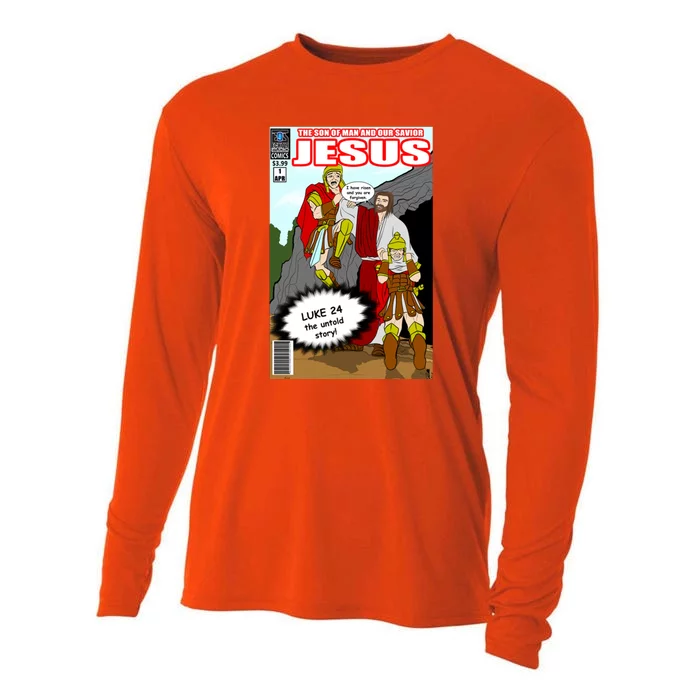 Jesus Christian Comic Cover Cooling Performance Long Sleeve Crew