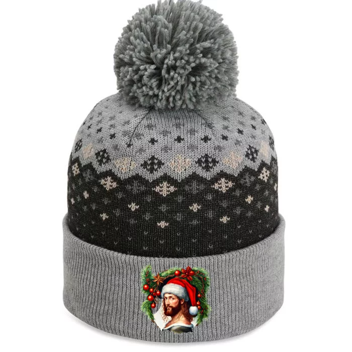 Jesus Christ Christmas Portrait The Baniff Cuffed Pom Beanie