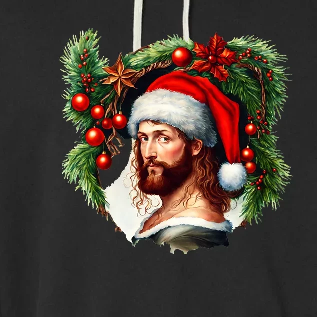 Jesus Christ Christmas Portrait Garment-Dyed Fleece Hoodie