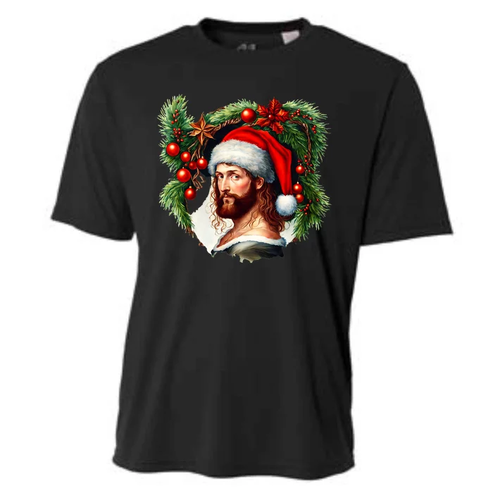 Jesus Christ Christmas Portrait Cooling Performance Crew T-Shirt