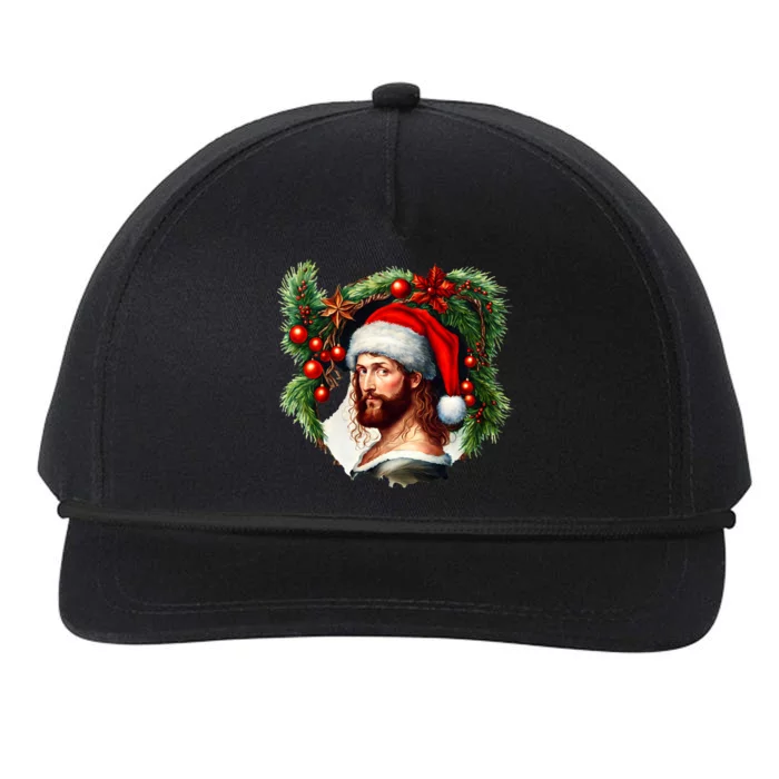 Jesus Christ Christmas Portrait Snapback Five-Panel Rope Hat