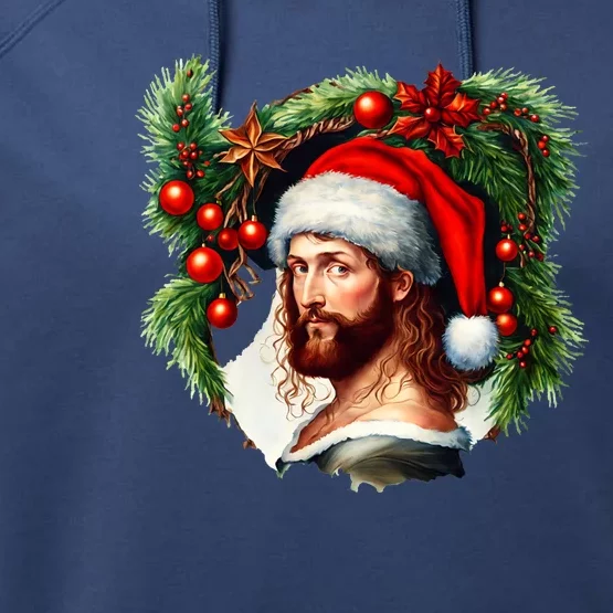 Jesus Christ Christmas Portrait Performance Fleece Hoodie