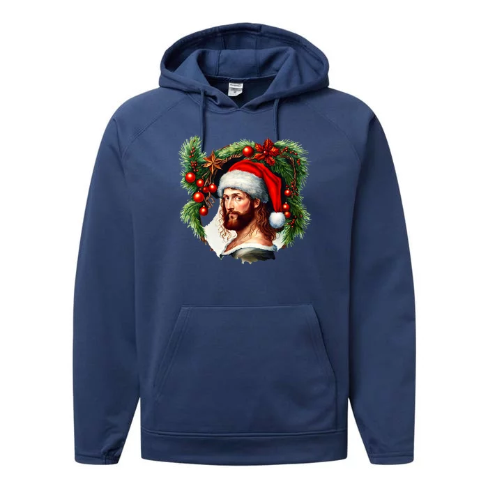 Jesus Christ Christmas Portrait Performance Fleece Hoodie