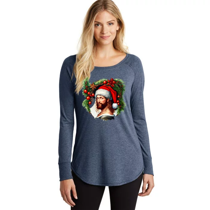 Jesus Christ Christmas Portrait Women's Perfect Tri Tunic Long Sleeve Shirt