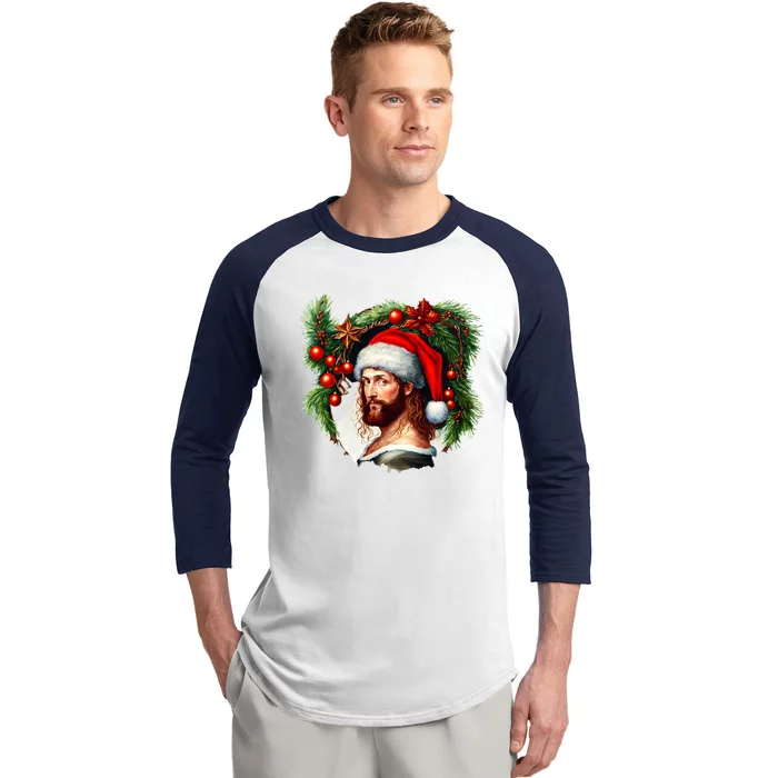 Jesus Christ Christmas Portrait Baseball Sleeve Shirt