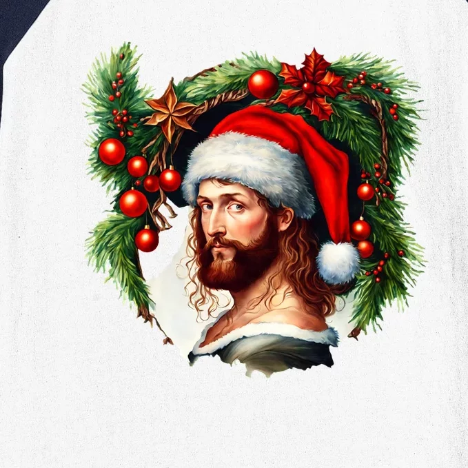 Jesus Christ Christmas Portrait Baseball Sleeve Shirt