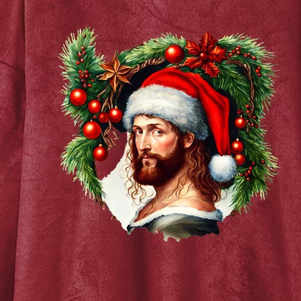 Jesus Christ Christmas Portrait Hooded Wearable Blanket