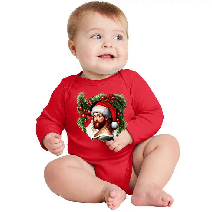 Jesus Christ Christmas Portrait Baby Long Sleeve Bodysuit