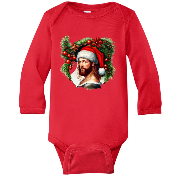 Jesus Christ Christmas Portrait Baby Long Sleeve Bodysuit