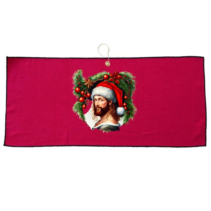 Jesus Christ Christmas Portrait Large Microfiber Waffle Golf Towel