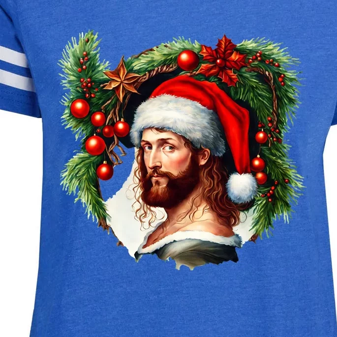 Jesus Christ Christmas Portrait Enza Ladies Jersey Football T-Shirt