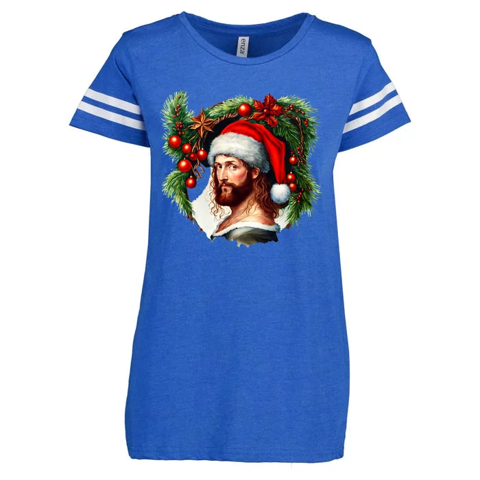 Jesus Christ Christmas Portrait Enza Ladies Jersey Football T-Shirt