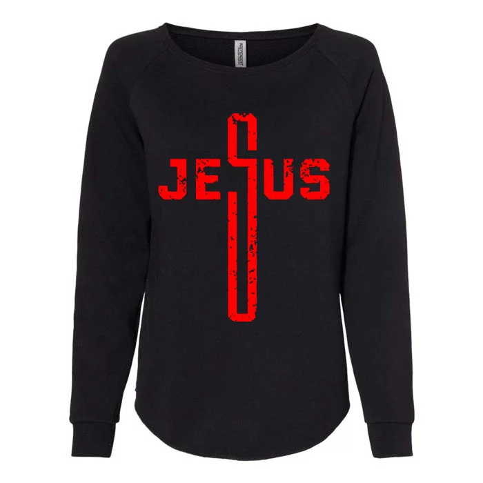 Jesus Cross Christian Religious Womens California Wash Sweatshirt