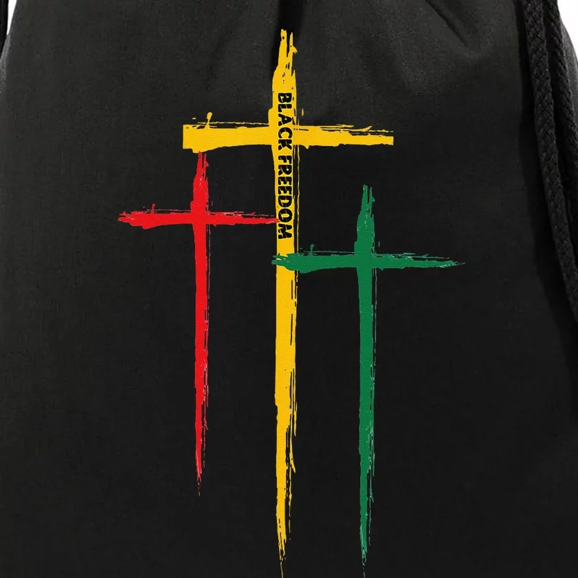 Juneteenth Cross Christian African Black Freedom Day 1865 Drawstring Bag