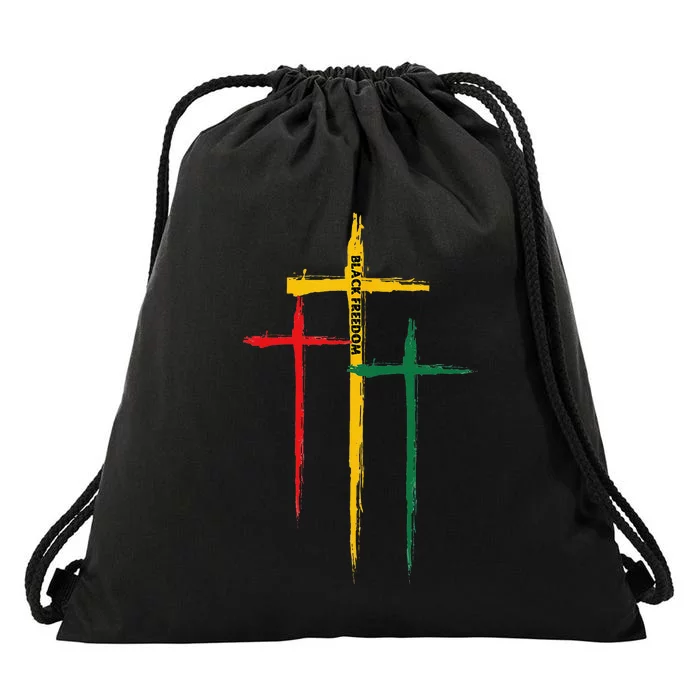 Juneteenth Cross Christian African Black Freedom Day 1865 Drawstring Bag