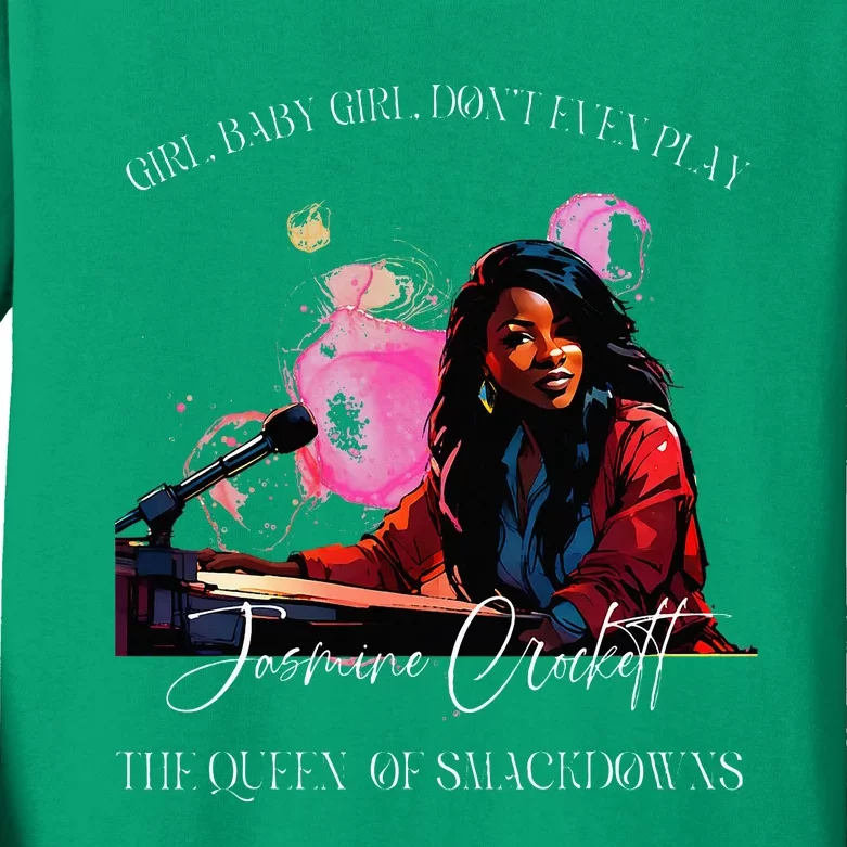 Jasmine Crockett Crockett Clapback Queen Of Smackdowns Kids Long Sleeve Shirt