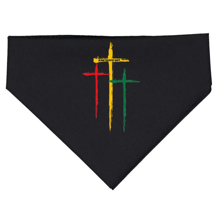 Juneteenth Cross Christian African Black Freedom Day 1865 USA-Made Doggie Bandana