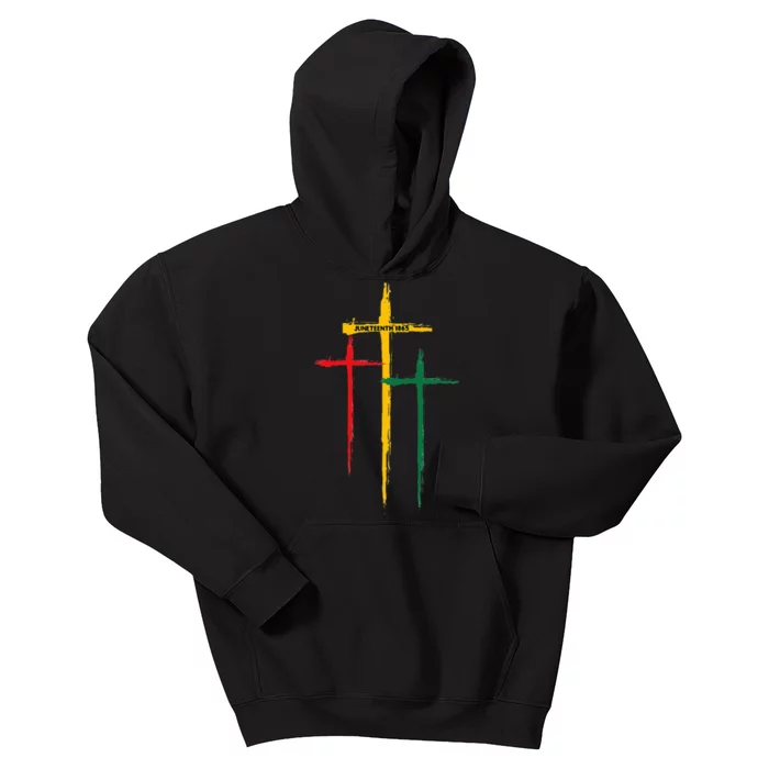 Juneteenth Cross Christian African Black Freedom Day 1865 Kids Hoodie