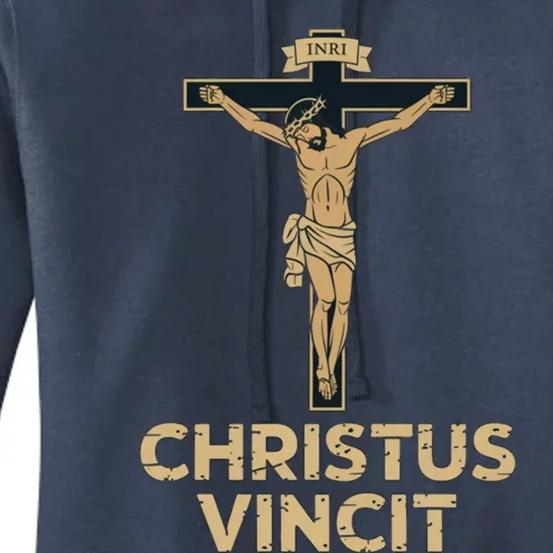 Jesus Christ Catholic Crucifix Latin Funny Gift Women's Pullover Hoodie