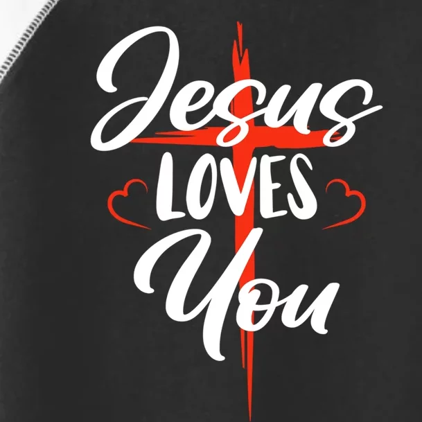 Jesus Christ Cross Jesus Loves You Christian Faith Toddler Fine Jersey T-Shirt