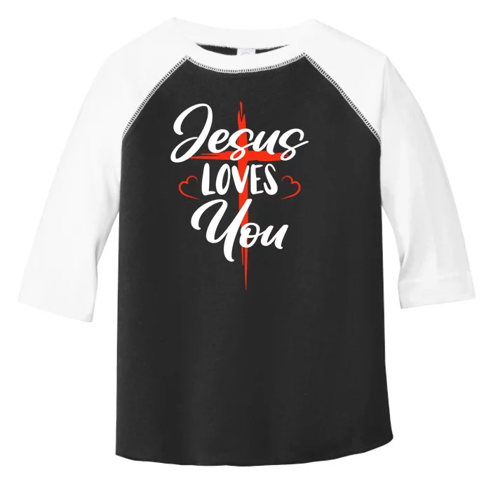 Jesus Christ Cross Jesus Loves You Christian Faith Toddler Fine Jersey T-Shirt