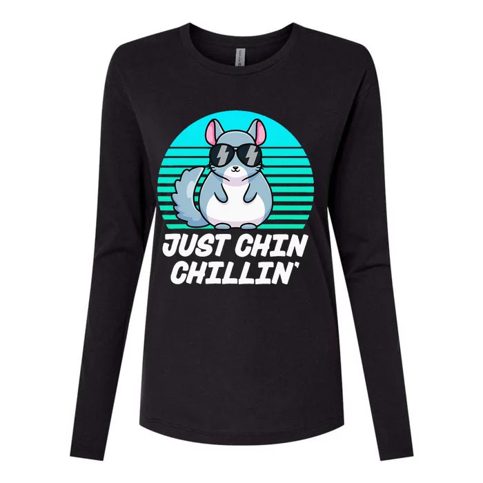 Just Chin Chillin Funny Chinchilla Lovers Kawaii Chinchillin Womens Cotton Relaxed Long Sleeve T-Shirt