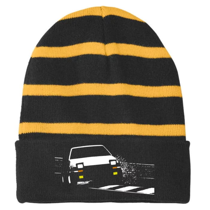 Japanese Classic Drift Striped Beanie with Solid Band