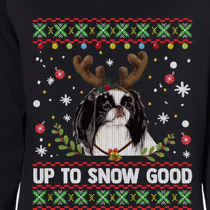 Japanese Chin Dog Reindeer Ugly Christmas Sweater Cool Gift Womens California Wash Sweatshirt