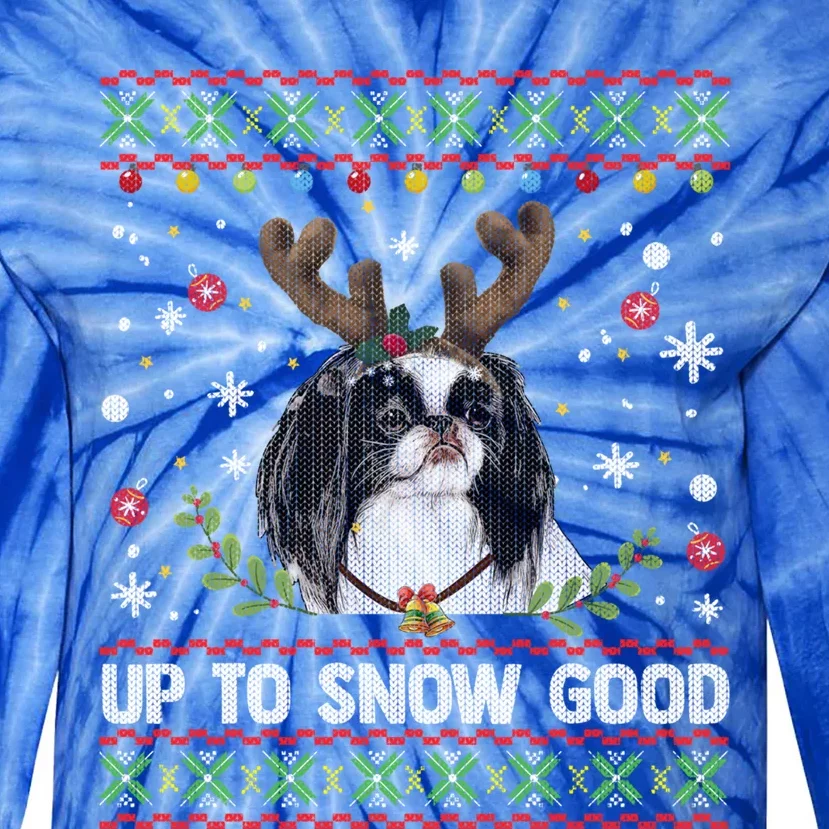 Japanese Chin Dog Reindeer Ugly Christmas Sweater Cool Gift Tie-Dye Long Sleeve Shirt