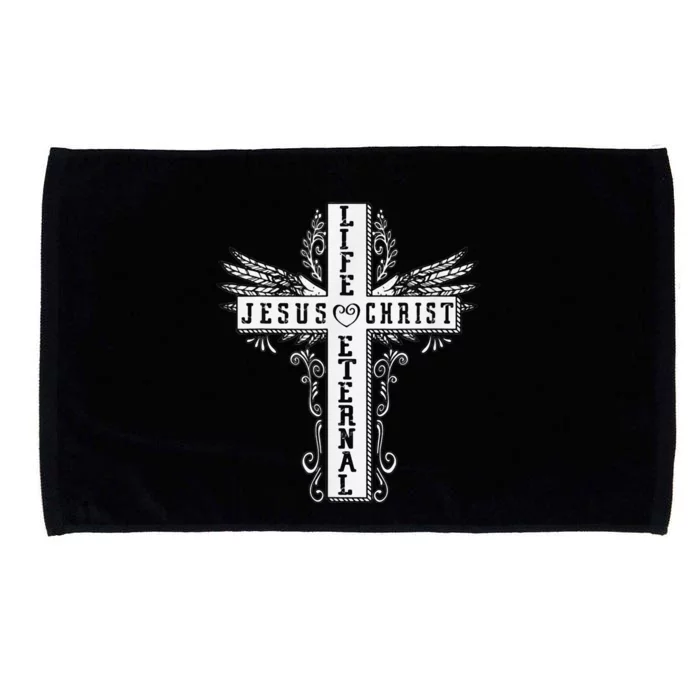 Jesus Cross Drawing Life Eternal Christian Quotes Bible Microfiber Hand Towel