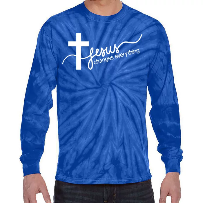 Jesus Changes Everything Cross Tie-Dye Long Sleeve Shirt