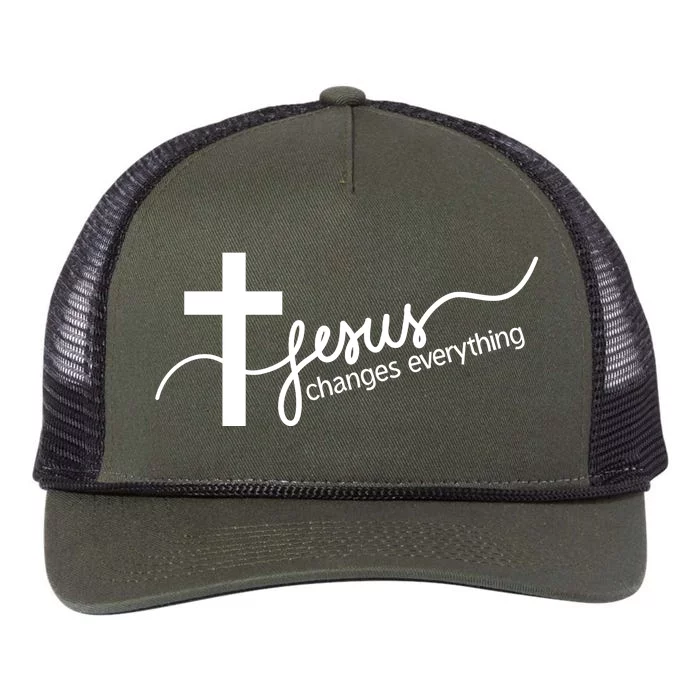 Jesus Changes Everything Cross Retro Rope Trucker Hat Cap