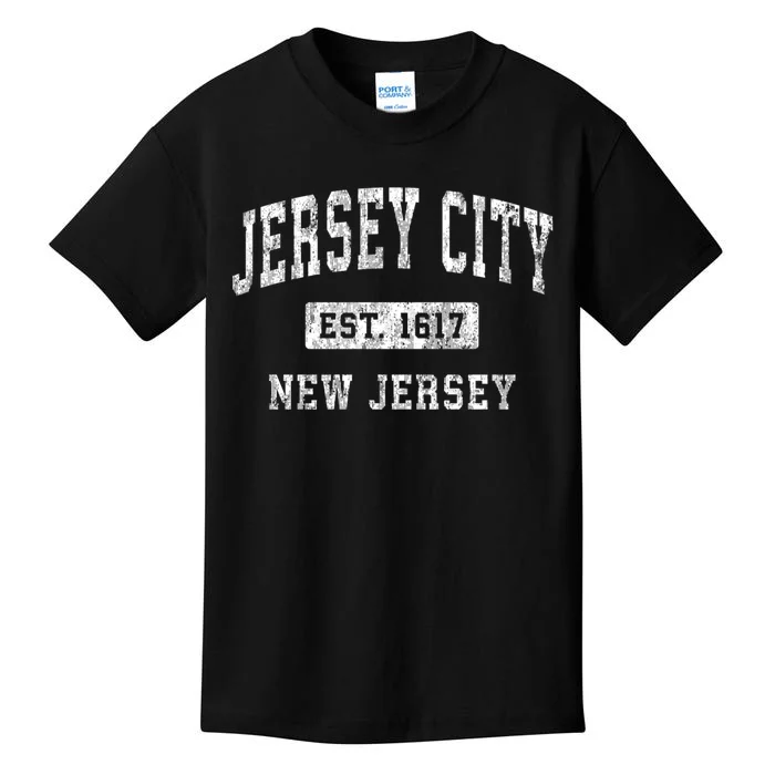 Jersey City Est 1617 New Jersey Nj Vintage Established Sports Design Kids T-Shirt