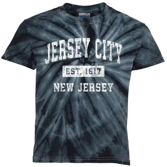 Jersey City Est 1617 New Jersey Nj Vintage Established Sports Design Kids Tie-Dye T-Shirt