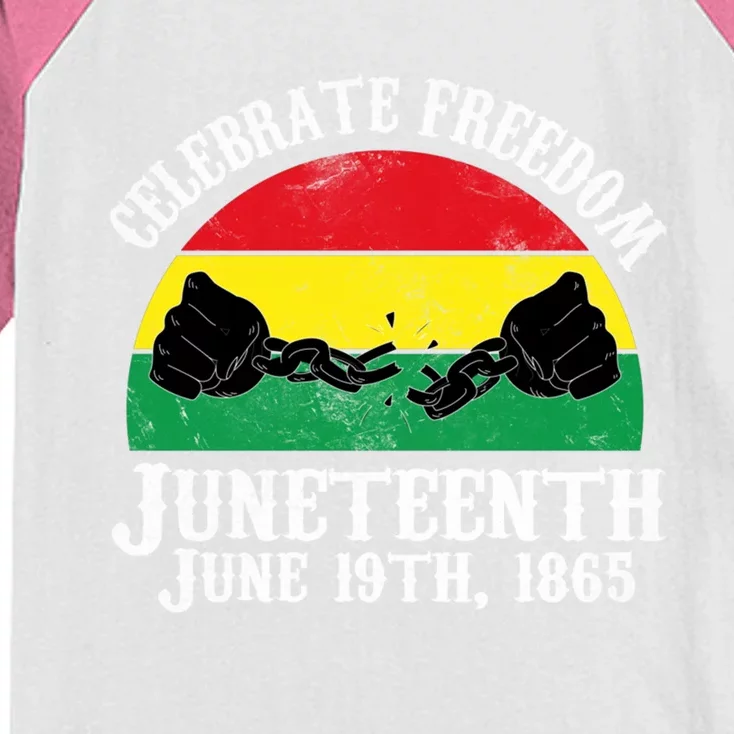 Junenth Celebrate Freedom June 19th 1865 Gift Kids Colorblock Raglan Jersey