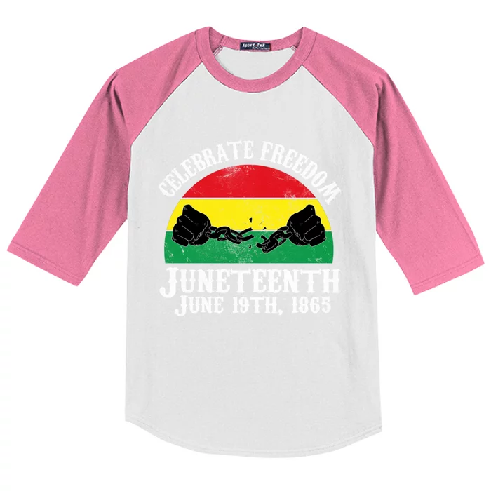 Junenth Celebrate Freedom June 19th 1865 Gift Kids Colorblock Raglan Jersey