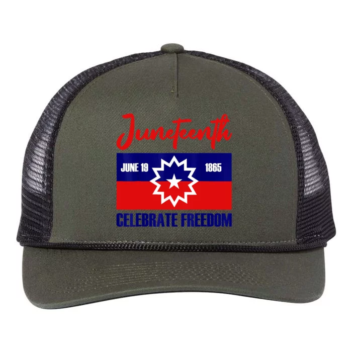 Juneteenth Celebrate Freedom Red White Blue Free Black Slave Retro Rope Trucker Hat Cap