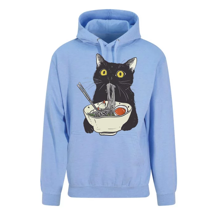 Japanese Cat Funny Cat Eating Ramen Vintage Japanese Noodles Gift Unisex Surf Hoodie