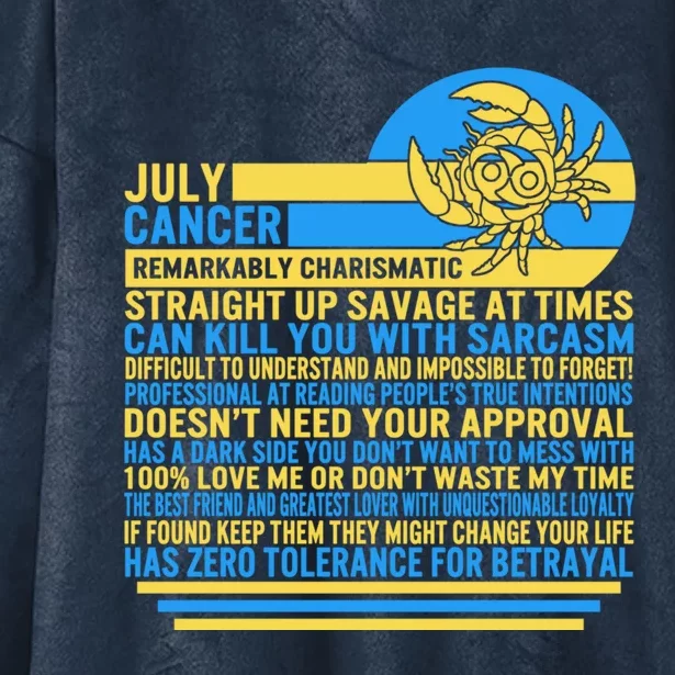 July Cancer Facts Zodiac Sign Sunflower Astrology Lover Gift Hooded Wearable Blanket