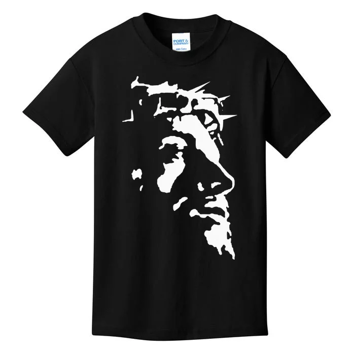 Jesus Christ Face With Crown Of Thorns God Bible Kids T-Shirt