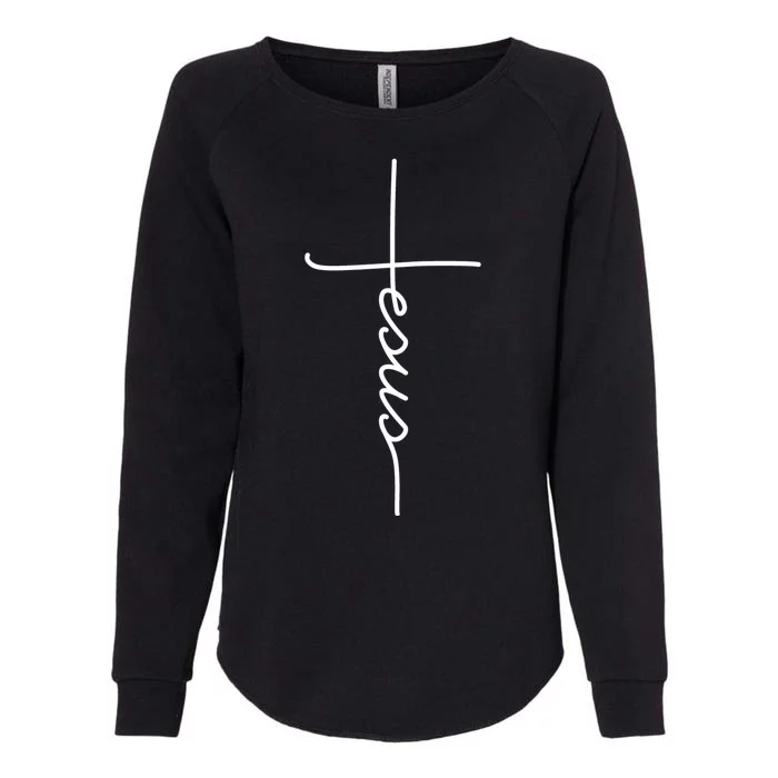 Jesus Christ Faith Christian Cross Logo Womens California Wash Sweatshirt