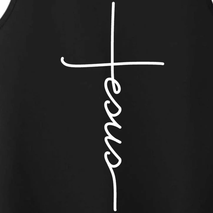 Jesus Christ Faith Christian Cross Logo Performance Tank