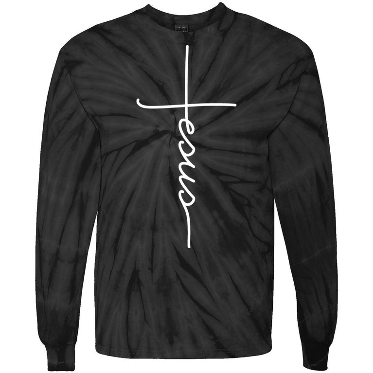 Jesus Christ Faith Christian Cross Logo Tie-Dye Long Sleeve Shirt