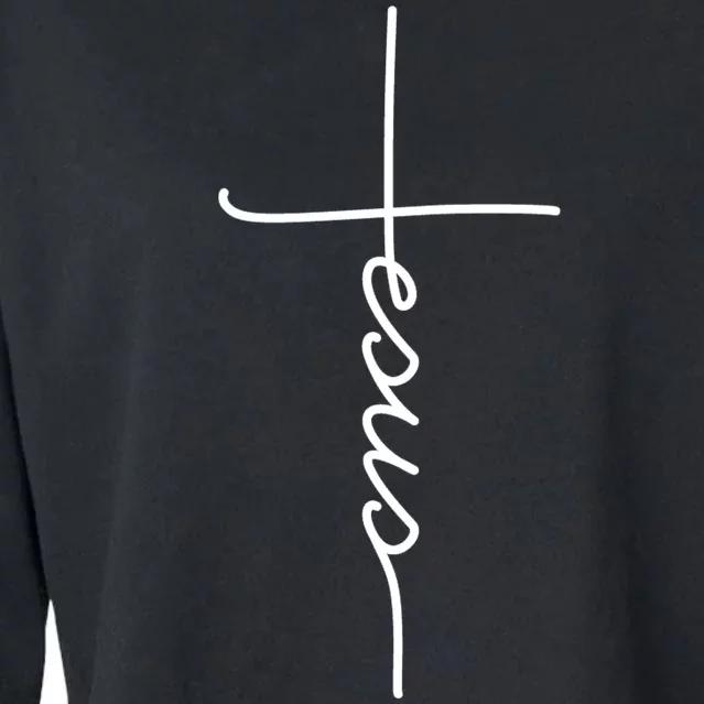 Jesus Christ Faith Christian Cross Logo Cropped Pullover Crew