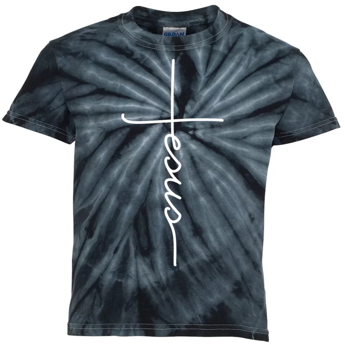 Jesus Christ Faith Christian Cross Logo Kids Tie-Dye T-Shirt