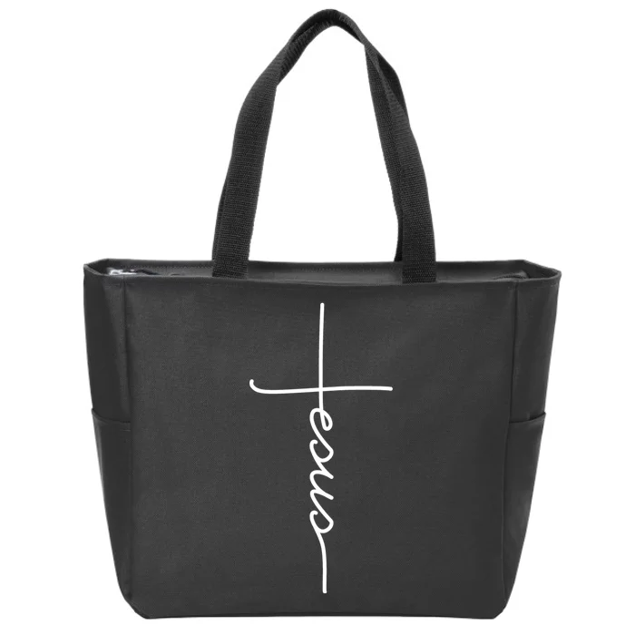 Jesus Christ Faith Christian Cross Logo Zip Tote Bag