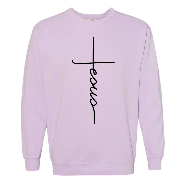 Jesus Christ Faith Christian Cross Logo Garment-Dyed Sweatshirt