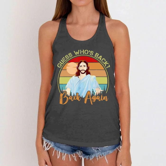 Jesus Christian Guess Who's Back Happy Easter Women's Knotted Racerback Tank