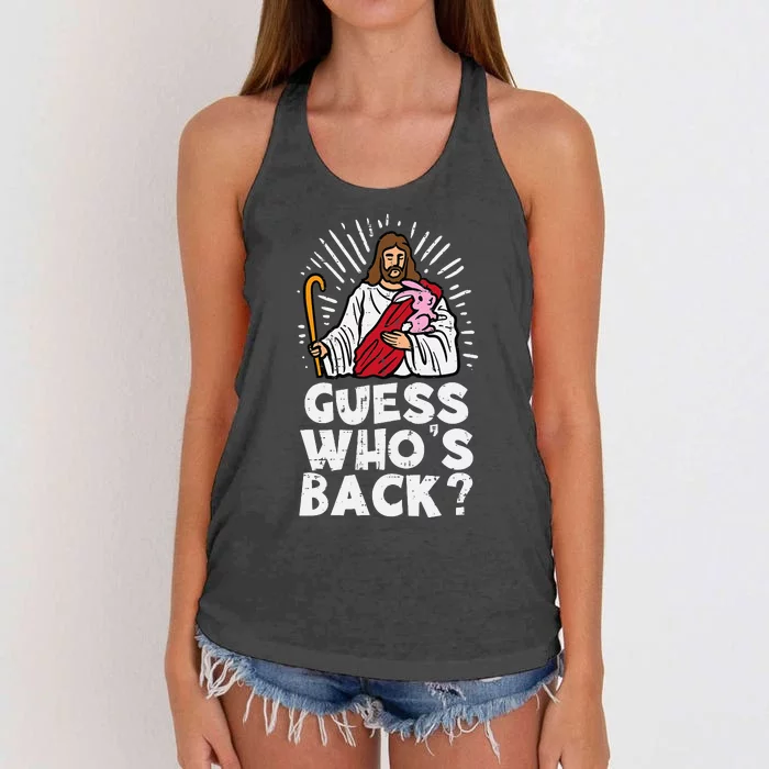 Jesus Christian Guess Who's Back Happy Easter Women's Knotted Racerback Tank